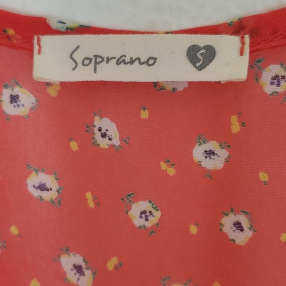 Soprano Orange Print Sleeveless Peasant Top S - Picture 4 of 7
